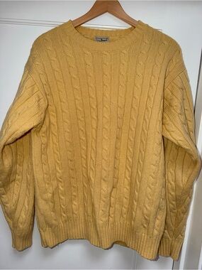 L.L. Bean Cable Crewneck Sweater in Butter Yellow